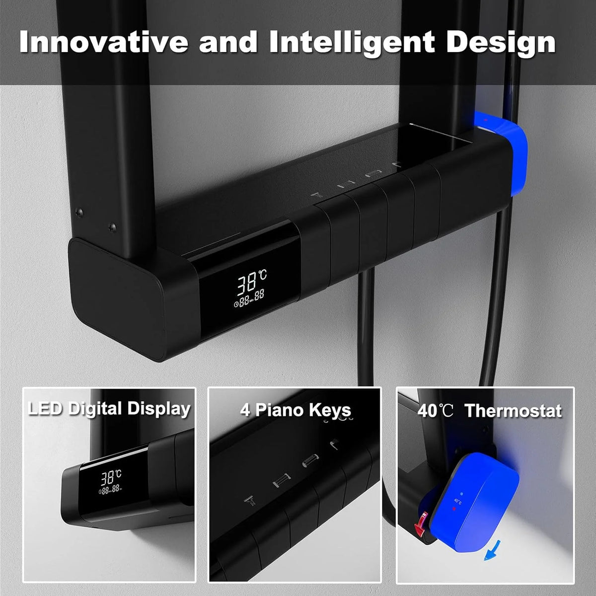 Black Multi-Function Shower System Bathroom Wall Mounted