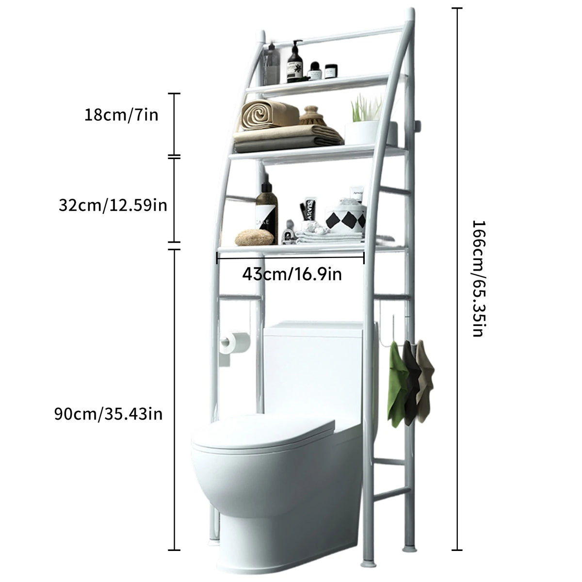 3-Layer Over-The-Toilet Shelf Bathroom Shelf Organizer