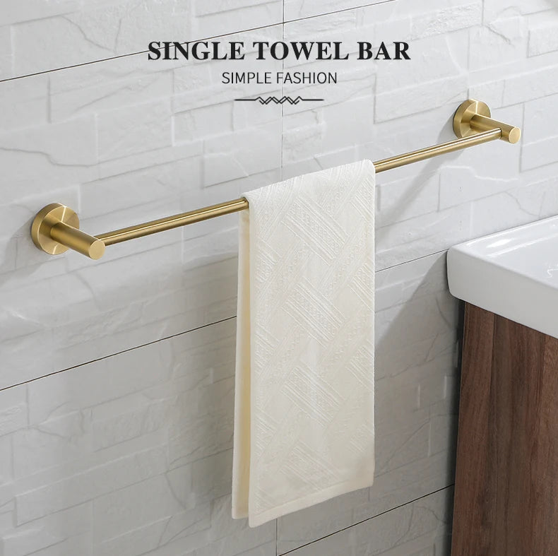 Brushed Gold Towel Bar Rack 304 Stainless Steel