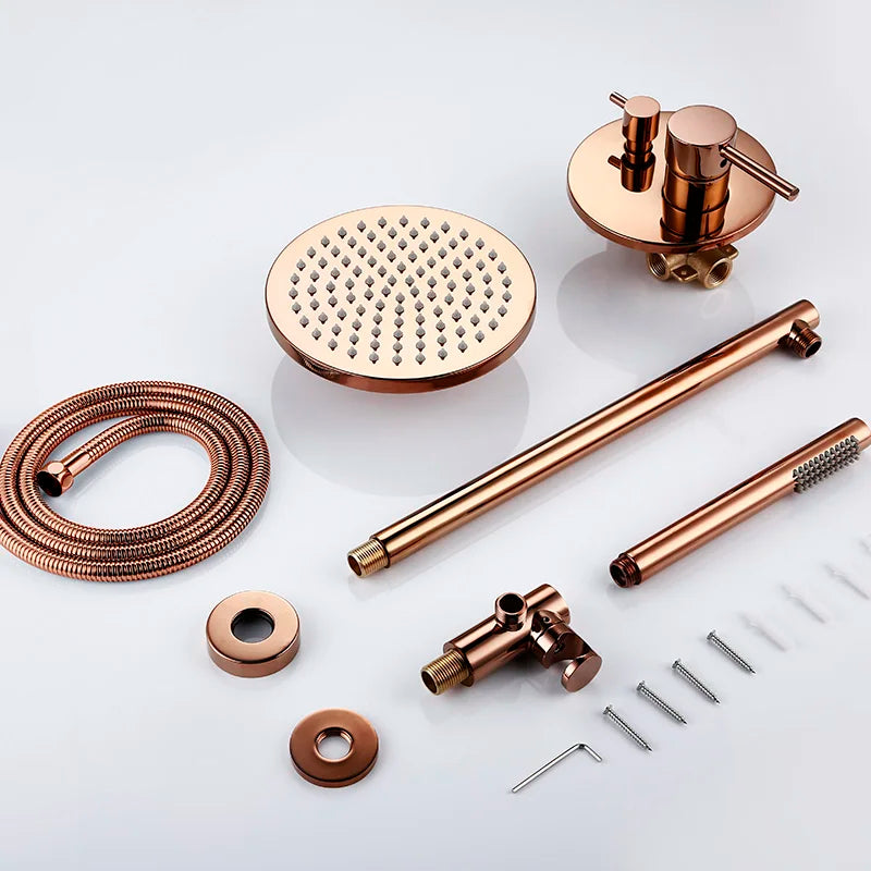 Brass Rose Gold Shower 8-16 Inch Bathroom Wall
