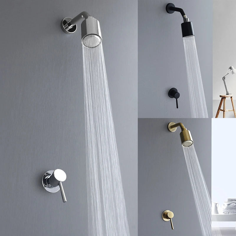Brushed Gold Bathroom Shower Rainfall Shower Head Handle
