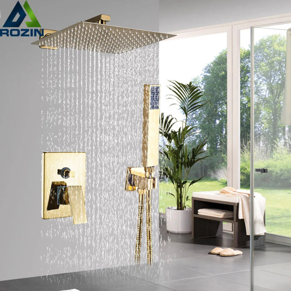 Rozin Golden Shower 8/10/12 Square Rainfall Shower Faucet