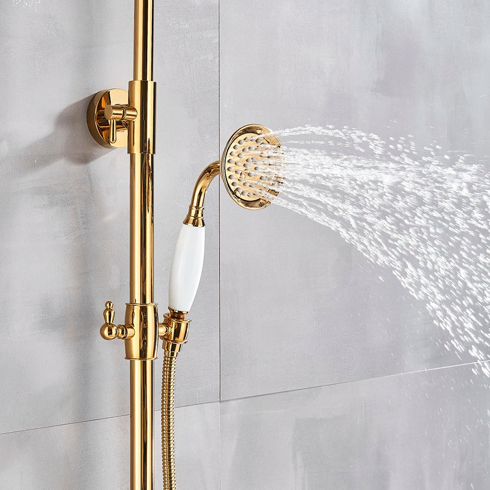Gold Shower Faucet Bath Shower Mixer Tap Rainfall