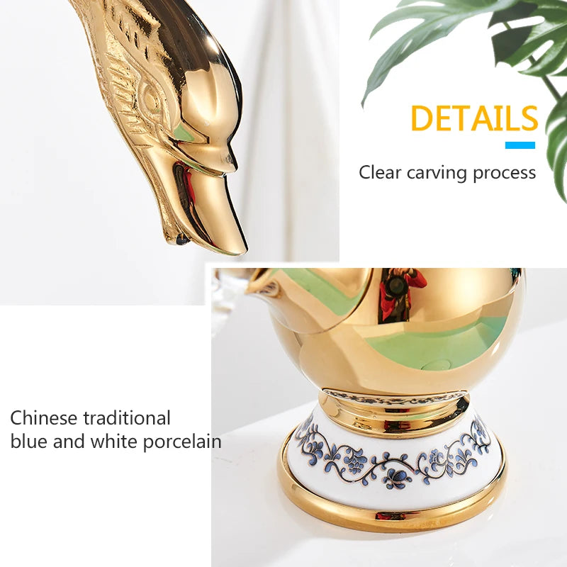 Rozin Luxury Golden Basin Faucet Golden Swan Shape