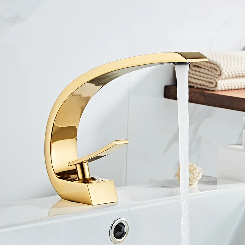 Tuqiu Basin Faucet Modern Bathroom Mixer Tap Black/Gold