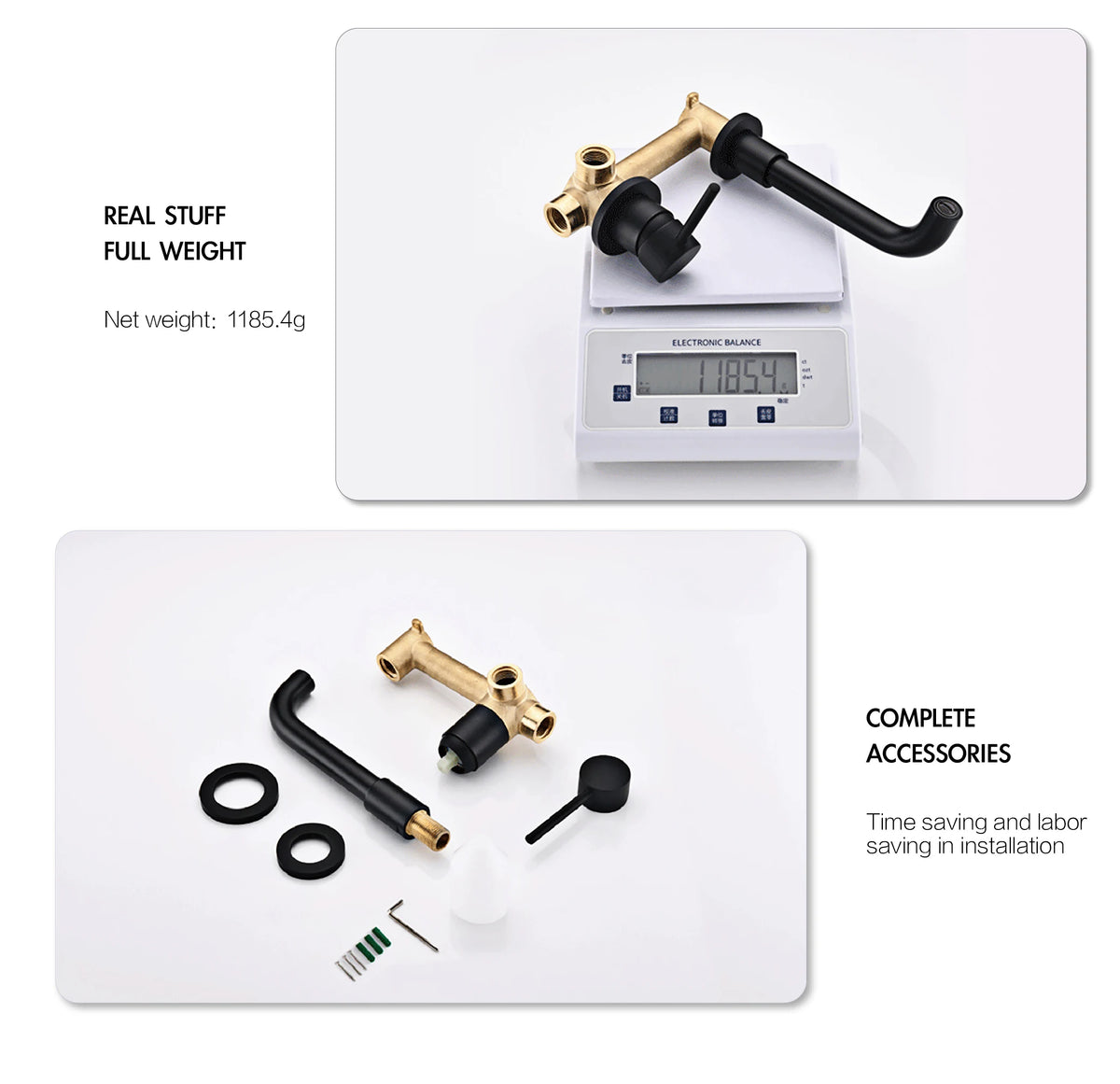 Modern Wall-Mounted Black Brass Bathroom Faucet Concealed Design