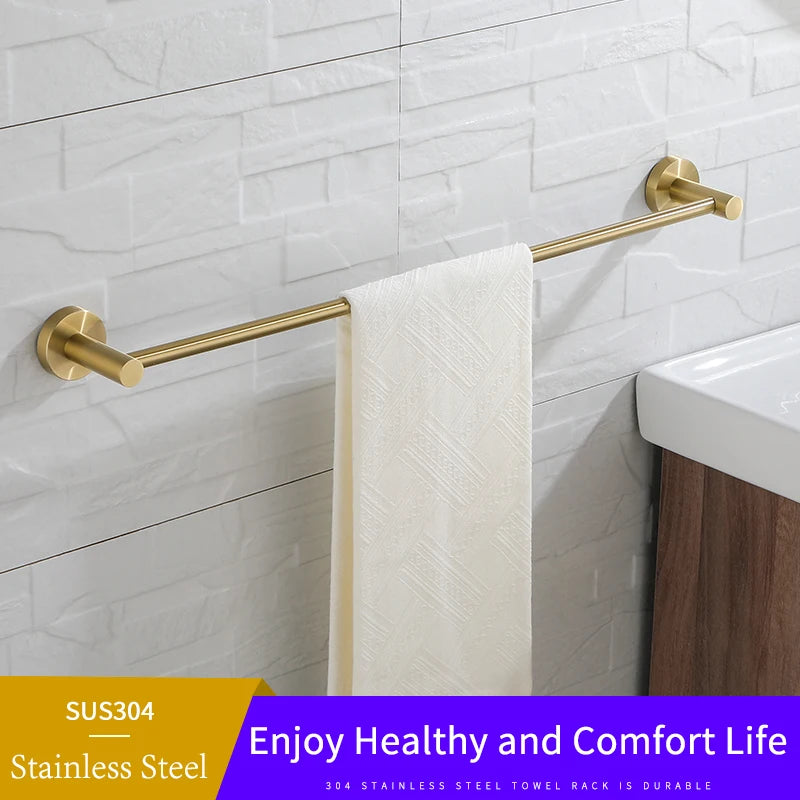 Brushed Gold Towel Bar Rack 304 Stainless Steel