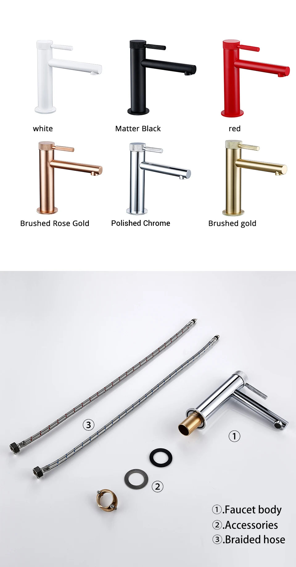 Solid Brass Gold Basin Faucet Hole Handle Cold