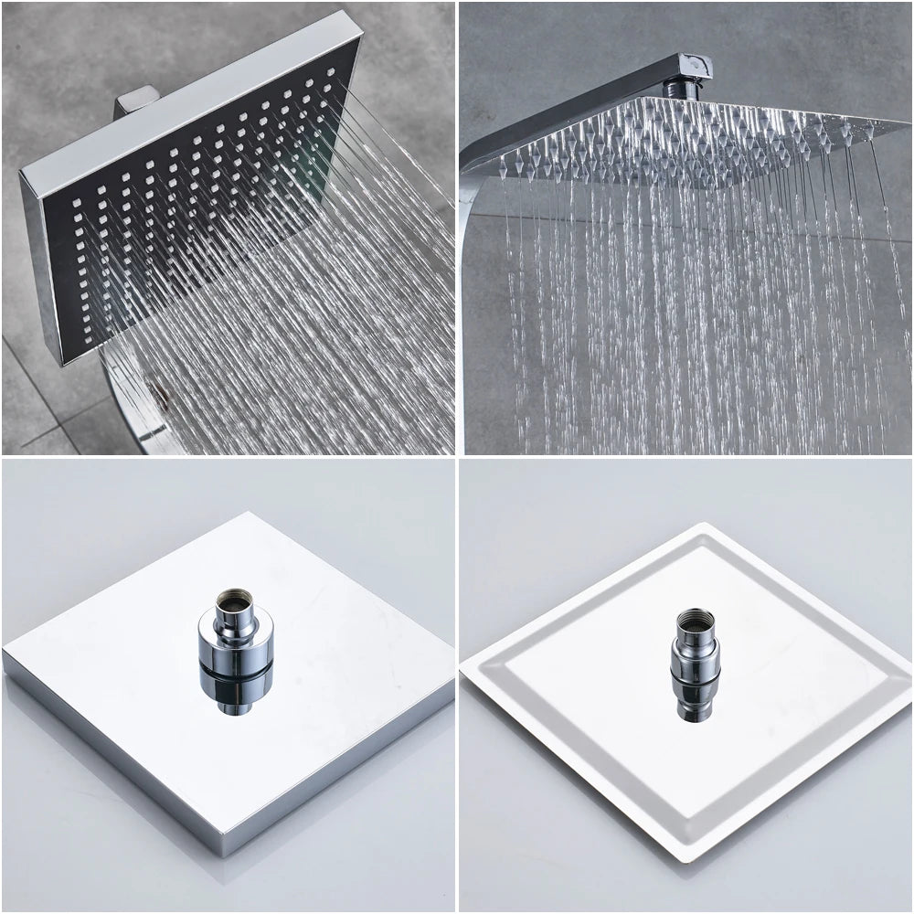 Rozin Chrome Shower Faucet Wall Mounted Bathroom Rainfall