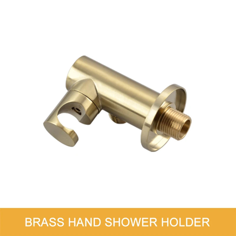 Brass Round Handheld Shower Head Brushed Gold Finish