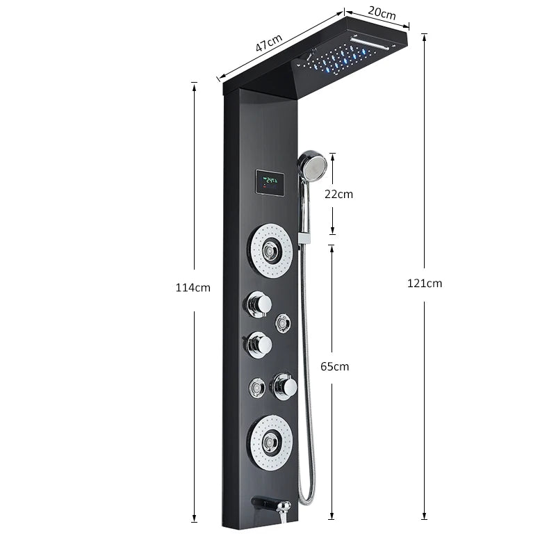 Led Shower Panel Tower System Rain Waterfall Shower