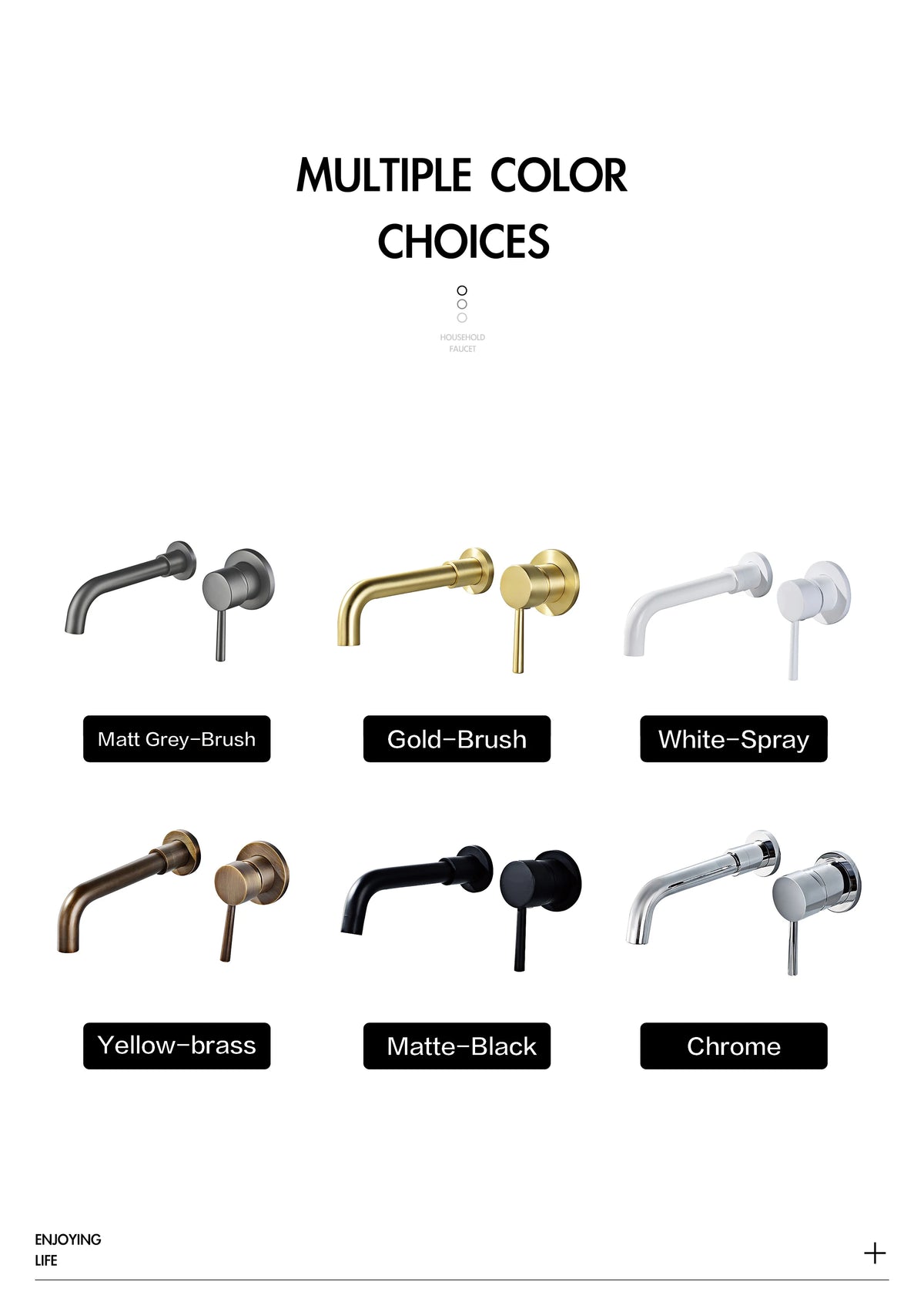 Modern Wall-Mounted Black Brass Bathroom Faucet Concealed Design