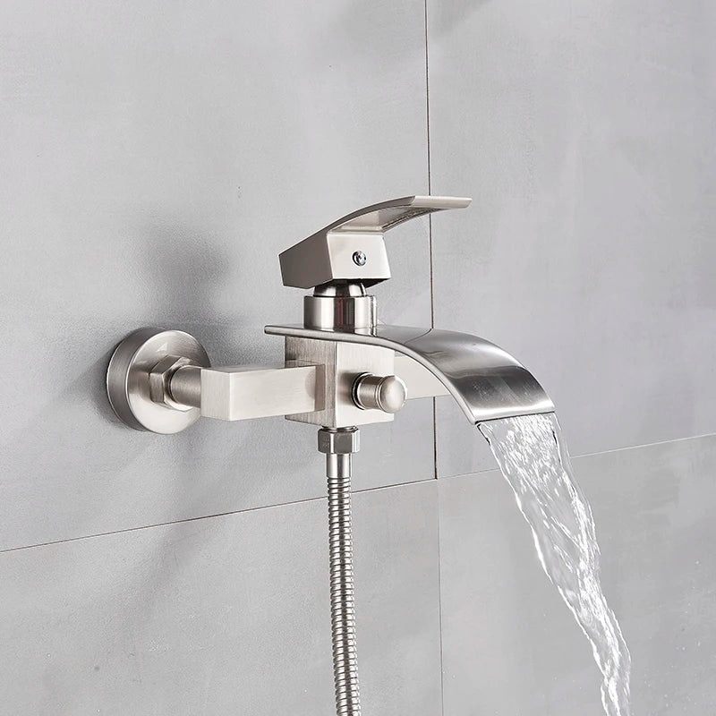 Myqualife Matte Black Bathroom Faucet Function Bathtub Facuet