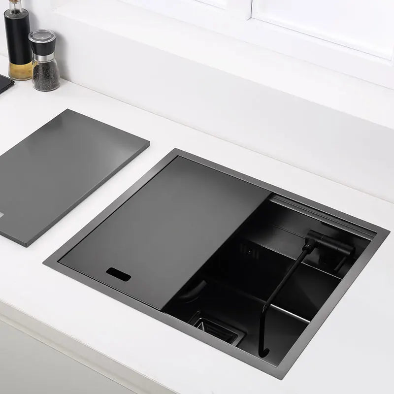 Black Hidden Black Sink Bowl Bar Stainless Steel