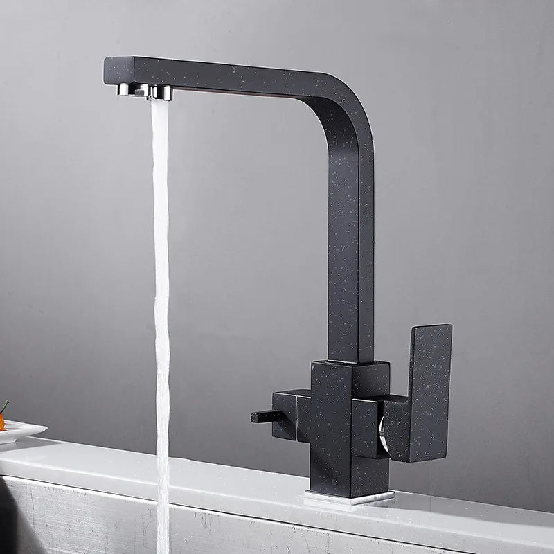 Contemporary Brass Matte Black Square 3-Way Purified Sink