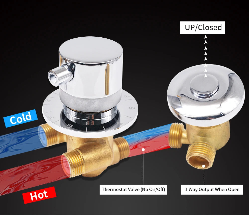 Way Output Thermostatic Brass Shower Faucets Wall Mounted
