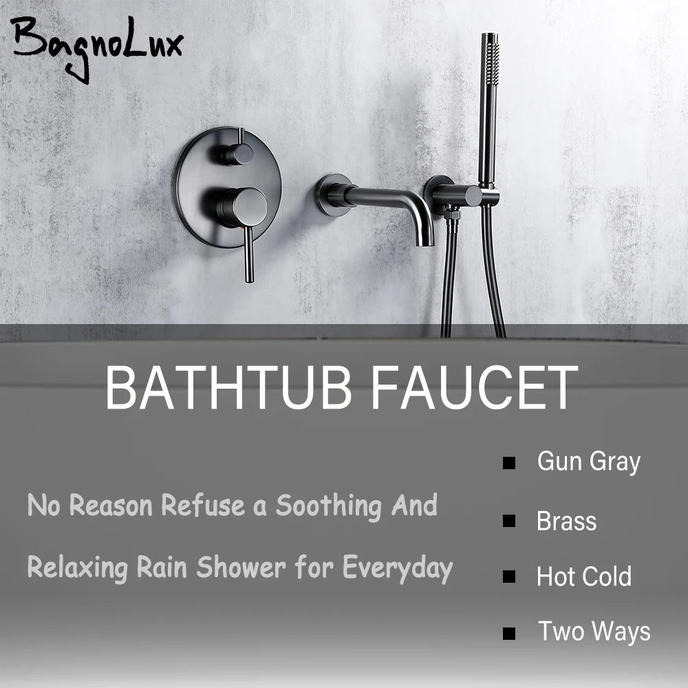Bathtub Mixer Tap Shower Cold Bathroom Faucet Brushed