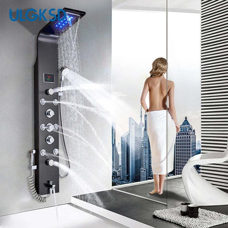 Luxury Bathroom Shower Panel Waterfall Rainfall Shower Head