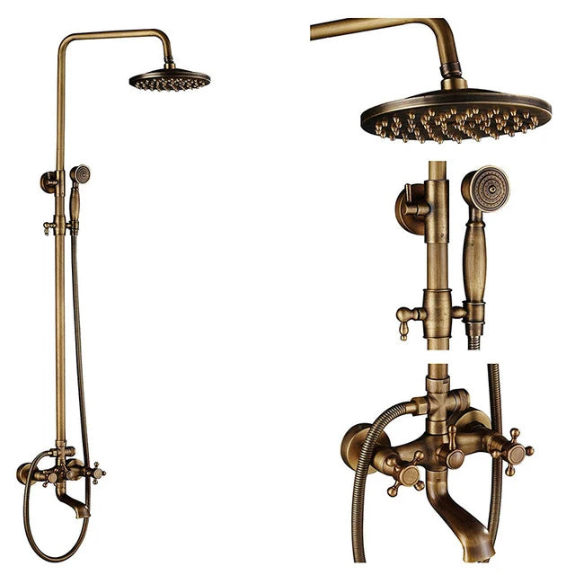 Shbshaimy Antique Brass Bathroom Shower Wall Mounted Rainfall