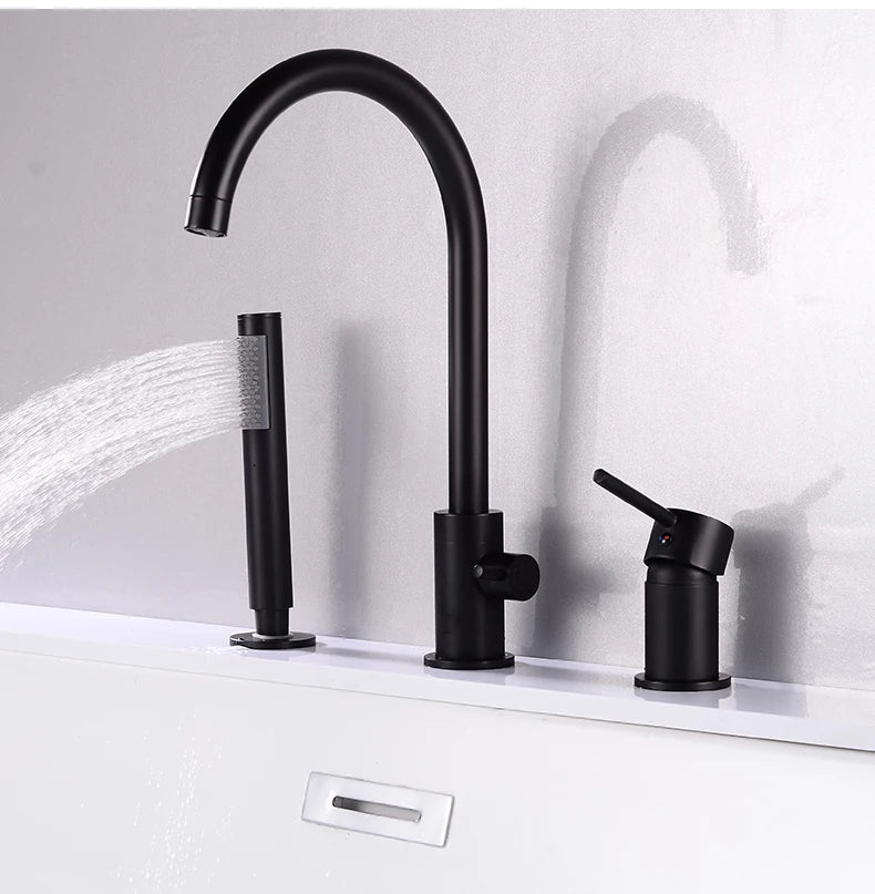 Ellen Bathtub Faucets Holes Black Cold Bath Shower