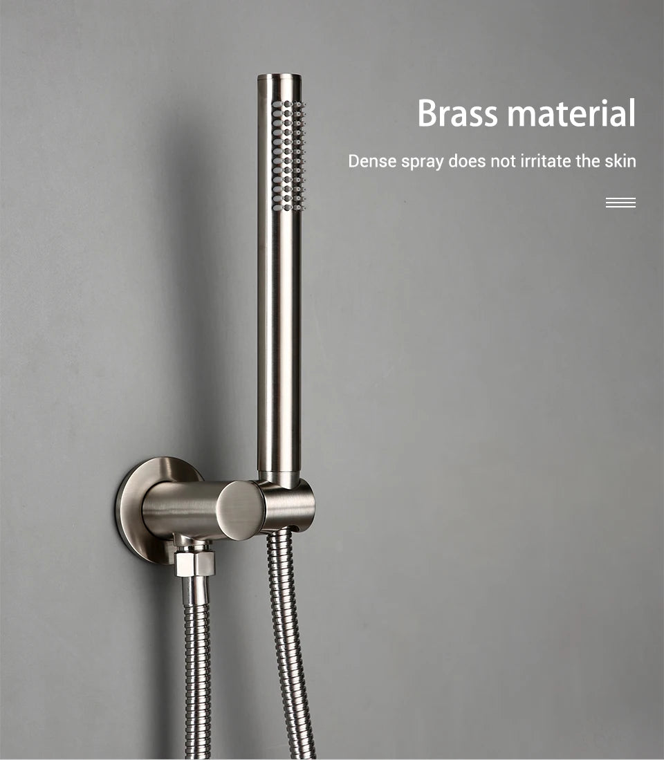 Brushed Stainless Steel Brass Built Installation Rain Shower