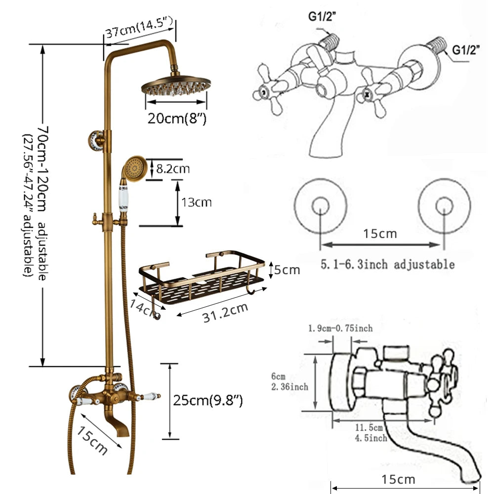 Poiqihy Antique Shower Wall Bathroom Bath Shower Faucet