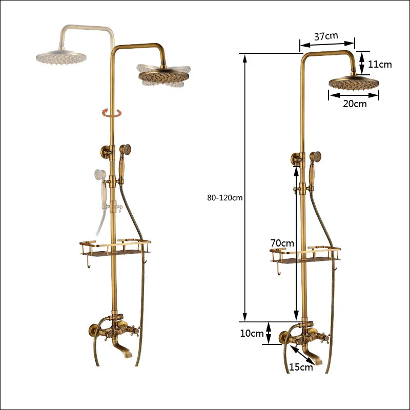 Shbshaimy Antique Brass Bathroom Shower Wall Mounted Rainfall