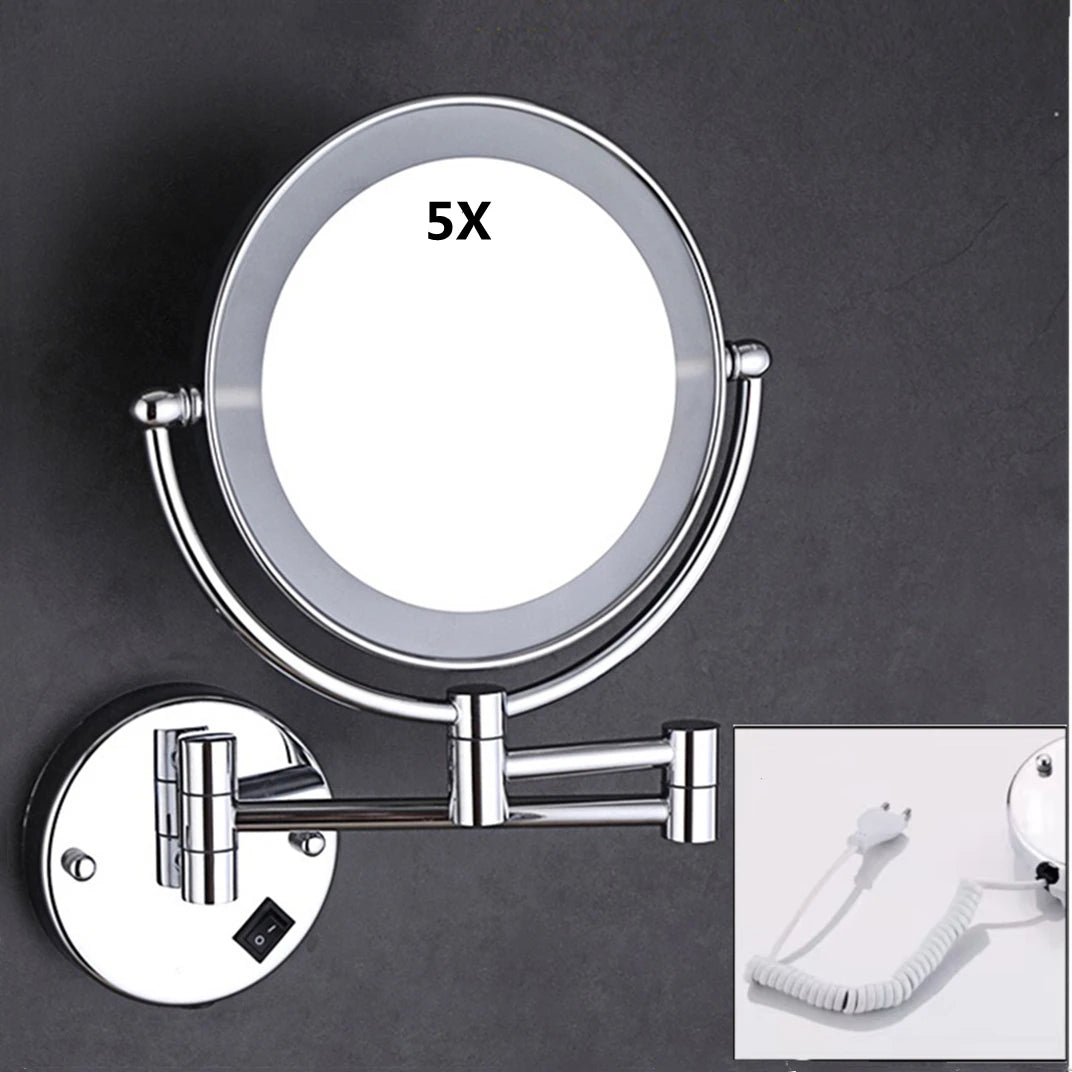 Silver Brass Dual Side Led Light Bathroom Mirror