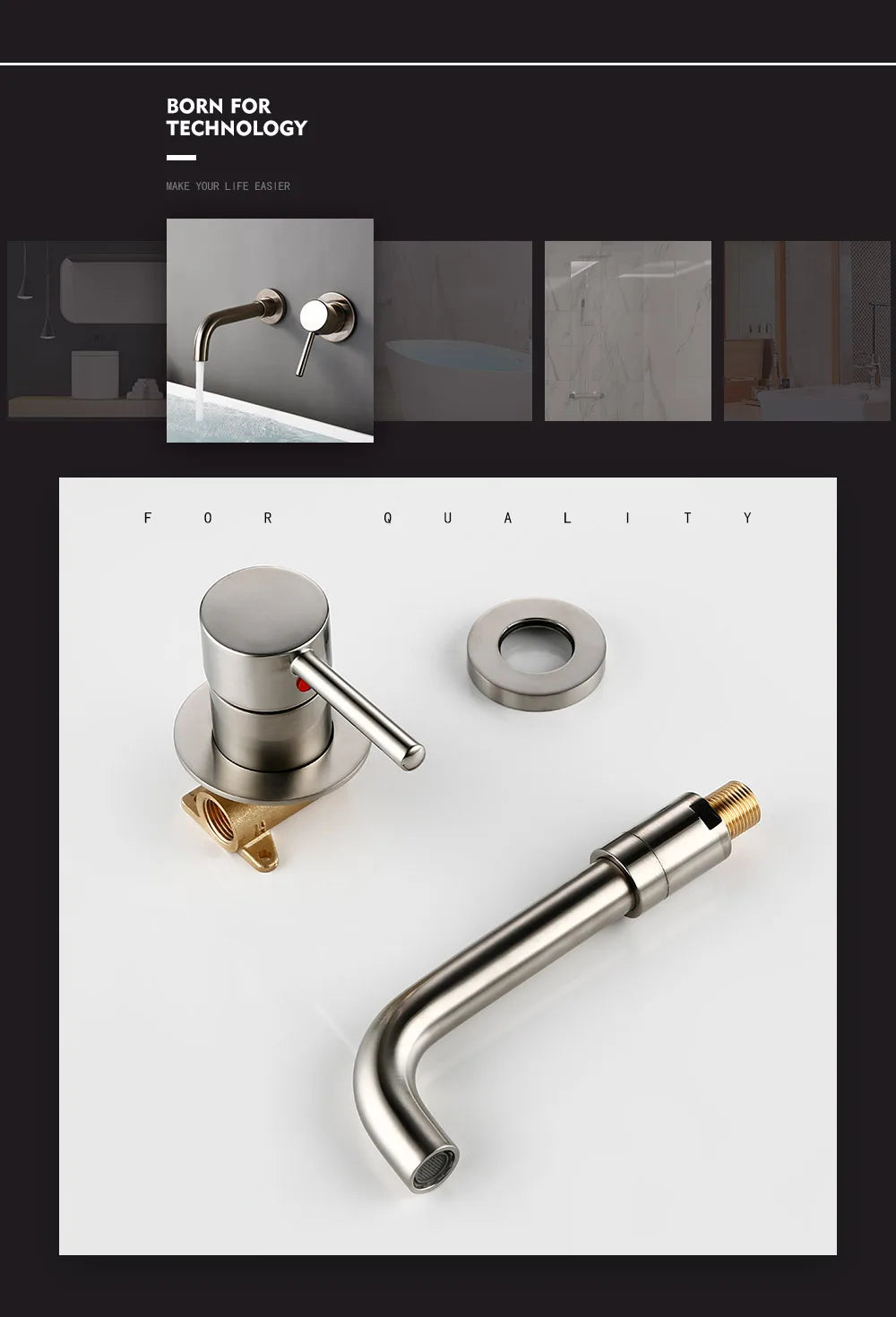 Bagnolux Ronda Stainless Steel Solid Brass Trim Taps