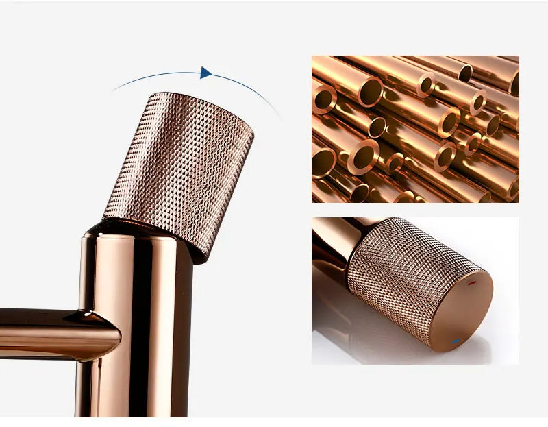 Brushed Rose Gold Bathroom Basin Faucet 100 Brass