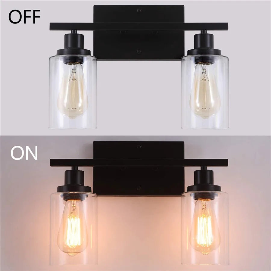 2-Light Bathroom Vanity Light Fixtures Vintage Industrial Metal
