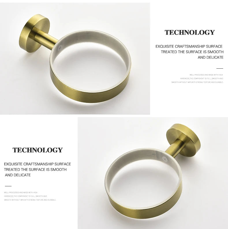 Bathroom Hardware Brushed Gold Toilet Brush Holder Robe