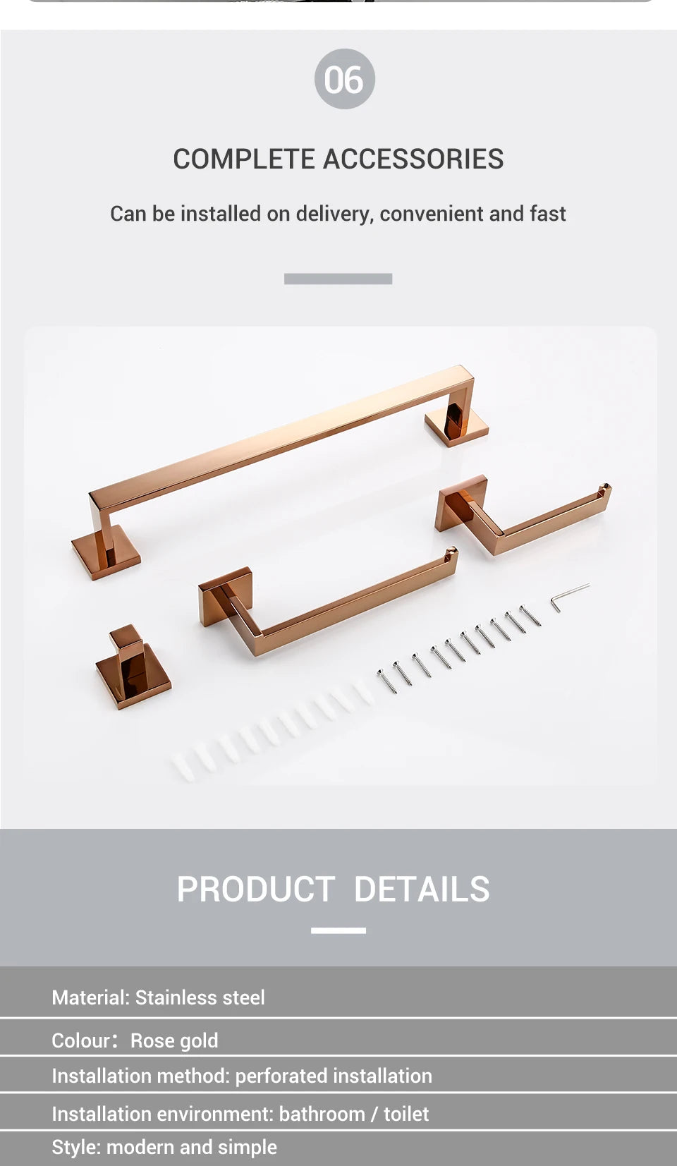Bagnolux Rose Gold Stainless Steel Beautiful Wall Hook