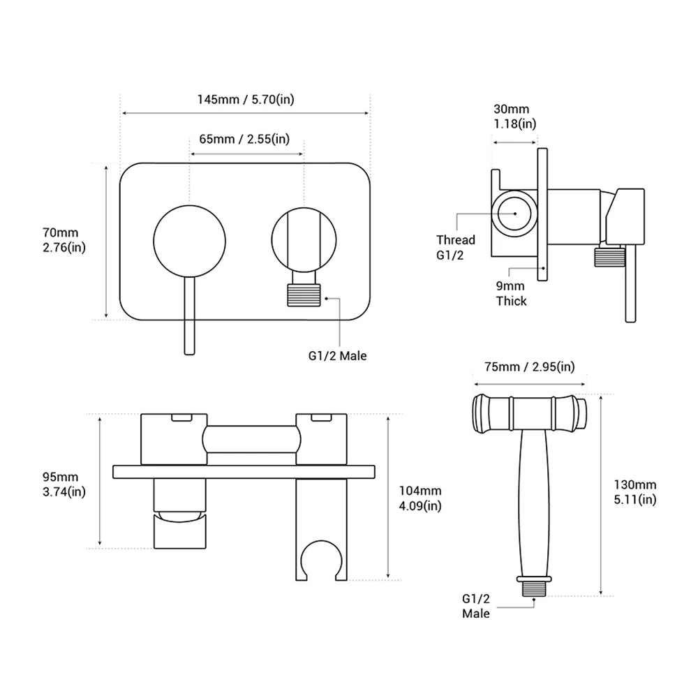 Brass Toilet Bidet Spray Handheld Cleaning Diaper Cold