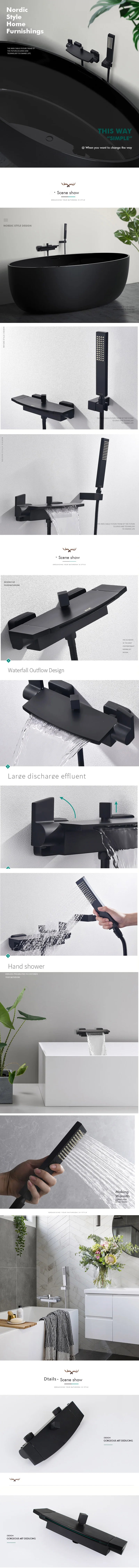 Brass Wall Mounted Waterfall Bathtub Faucet Bathroom Faucet