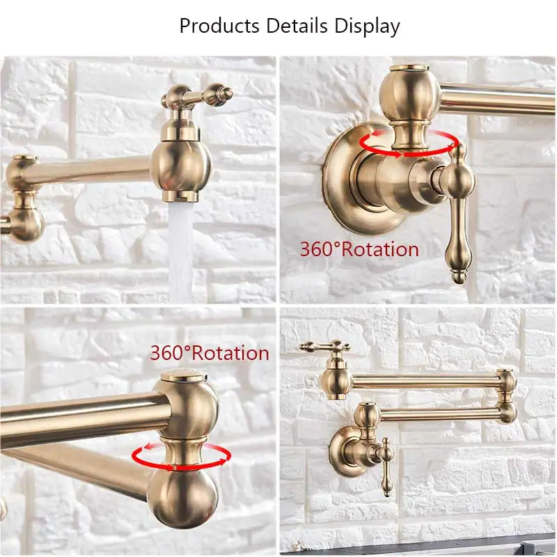 Brushed Gold Faucet Wall Mount Bathroom Basin Faucet