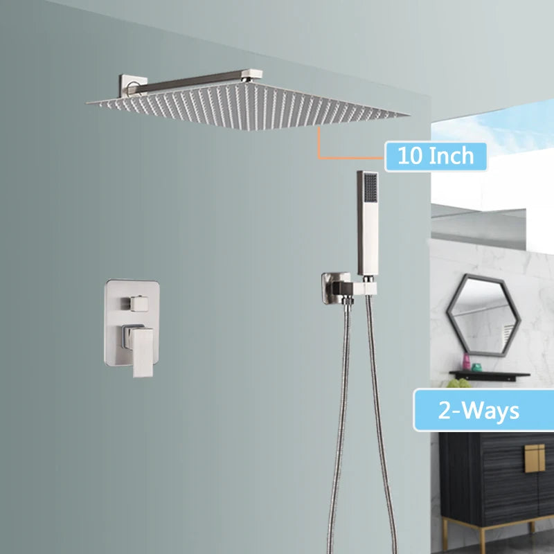 Rozin Wall Mount Rainfall Shower Faucet Brushed Nickel