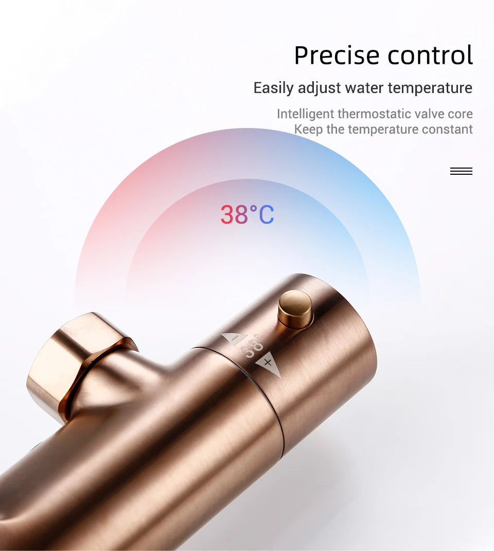 Thermostat Mixer Shower Wall Mount Bathroom Faucet Diverter