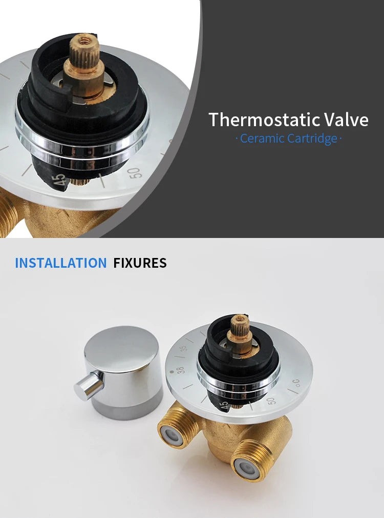 Way Output Thermostatic Brass Shower Faucets Wall Mounted