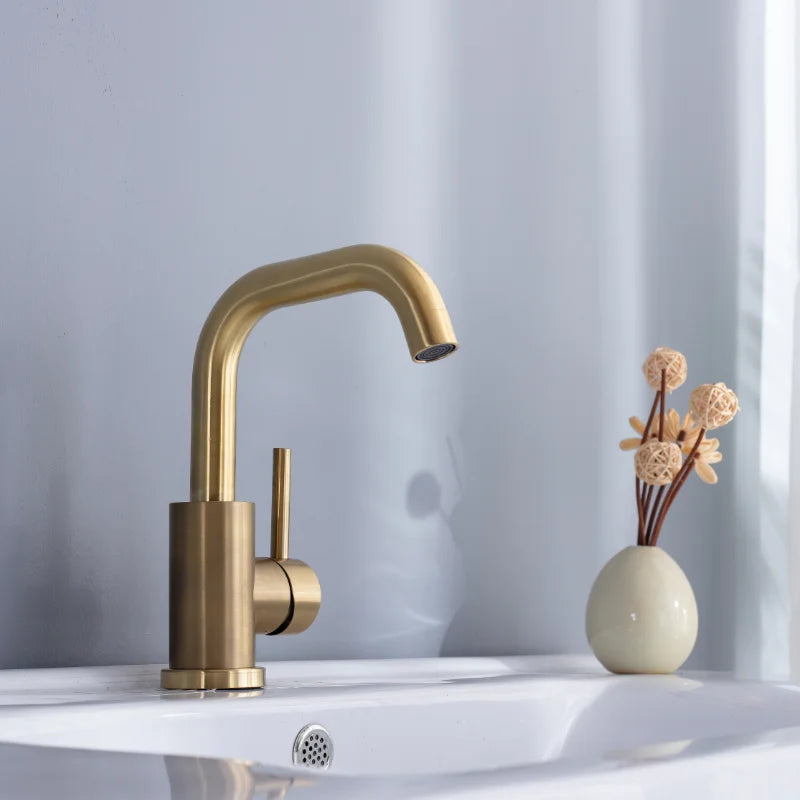 Bathroom Faucet Brushed Gold Bathroom Basin Faucet Cold