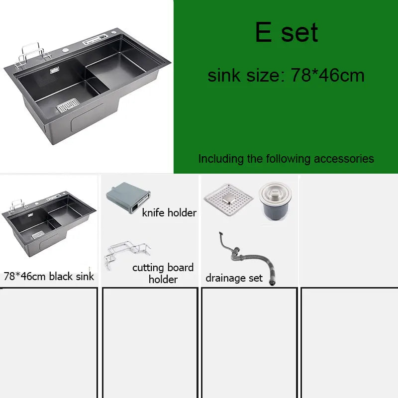 Black High Low Sink Sink Knife Holder Vegetable