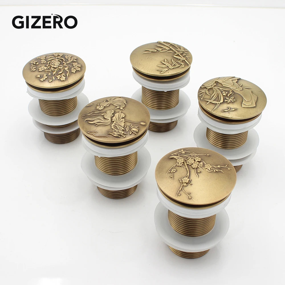 Bathroom Basin Sink Pop Up Drain Antique Brass