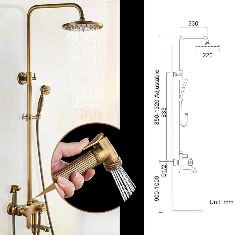 Rain Shower Bidet Spray Faucet Antique Bronze Finished