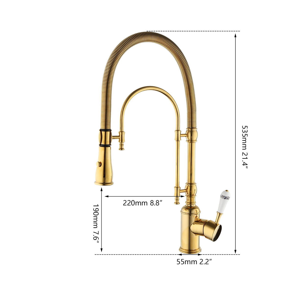 Zappo Gold Chrome Sink Faucet High Arc 360