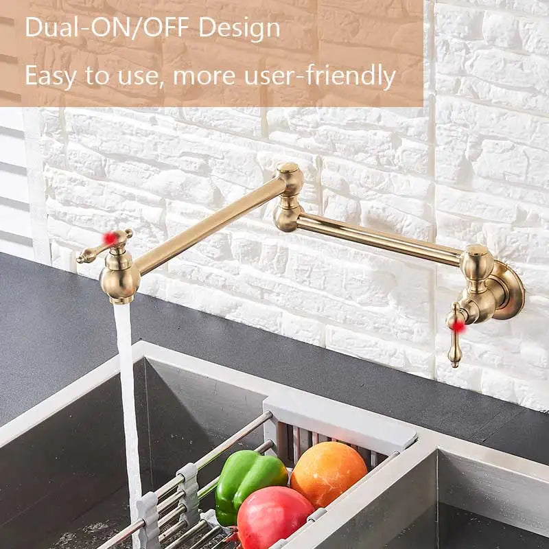 Brushed Gold Faucet Wall Mount Bathroom Basin Faucet