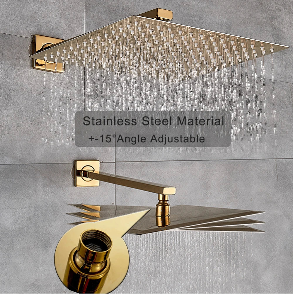 Rozin Golden Shower 8/10/12 Square Rainfall Shower Faucet