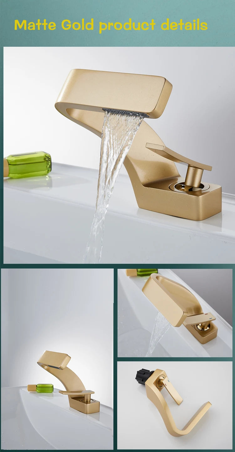 Becola Brushed Gold Basin Faucet Black Bathroom Mixer