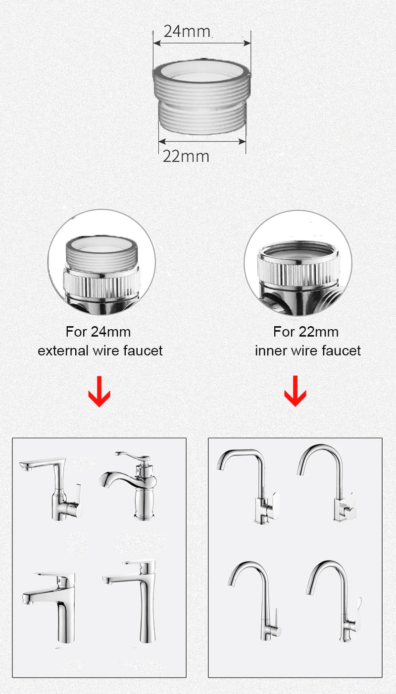 Black Silver Faucet Extender Shower Head Sink Basin
