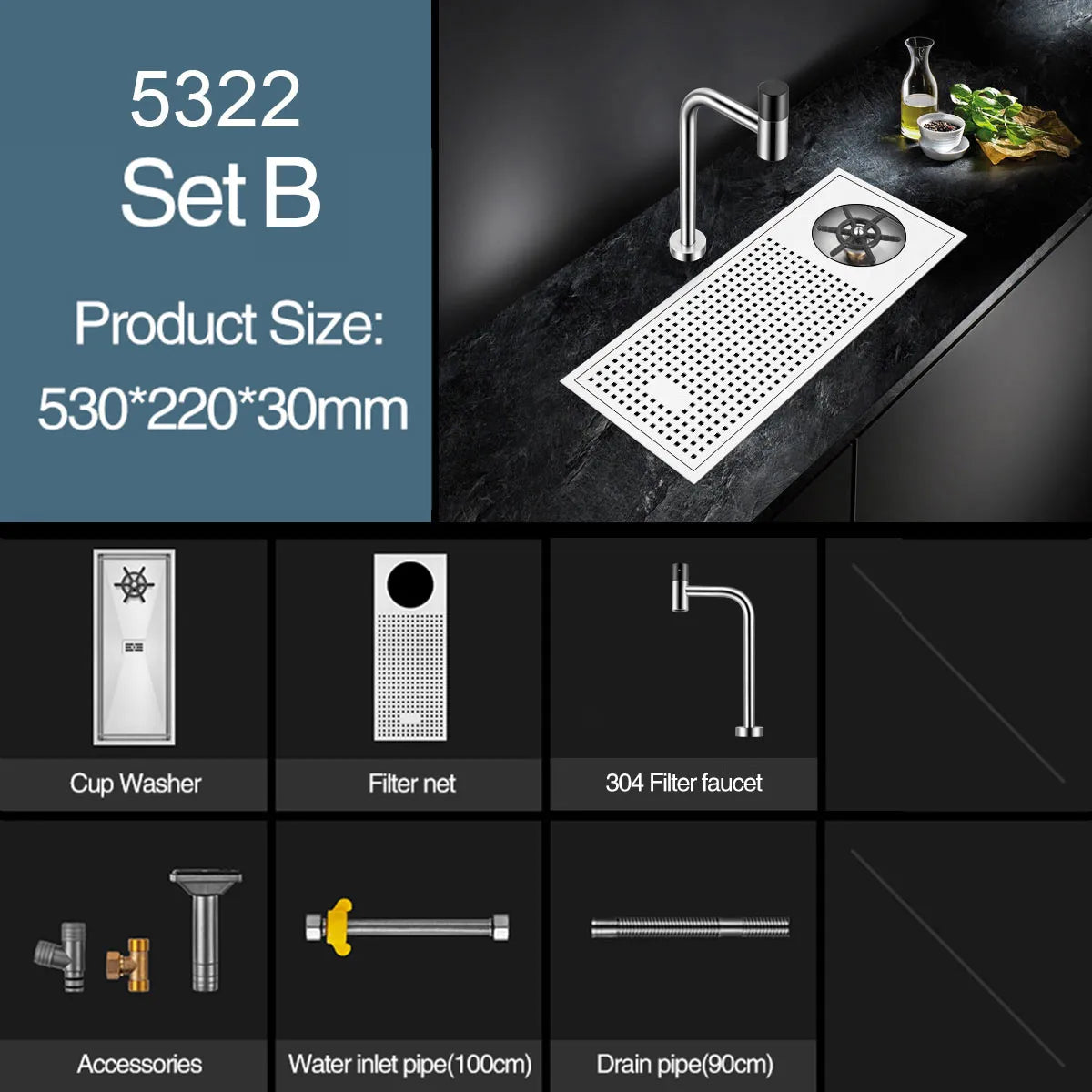 Asras Cup Washer Bar Counter Sink 304 Stainless