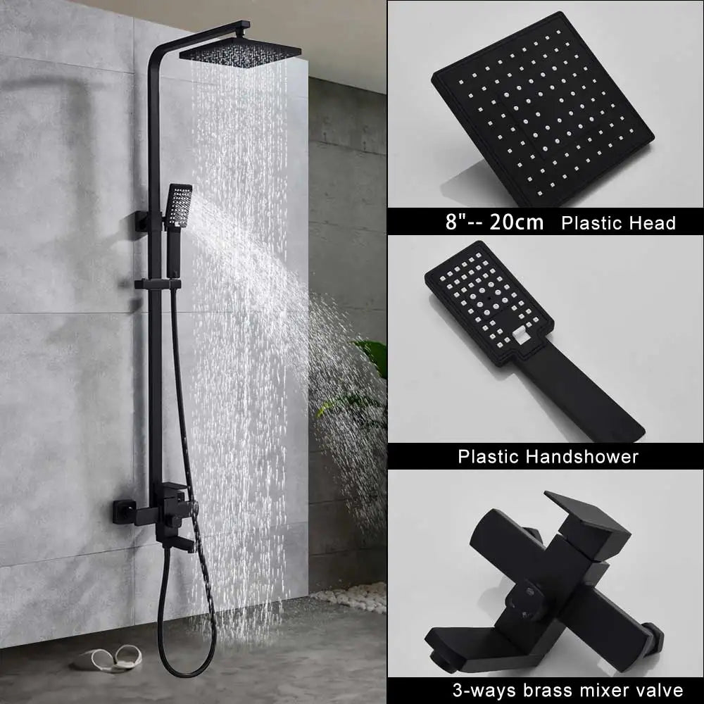 Rozin Chrome Shower Faucet Wall Mounted Bathroom Rainfall